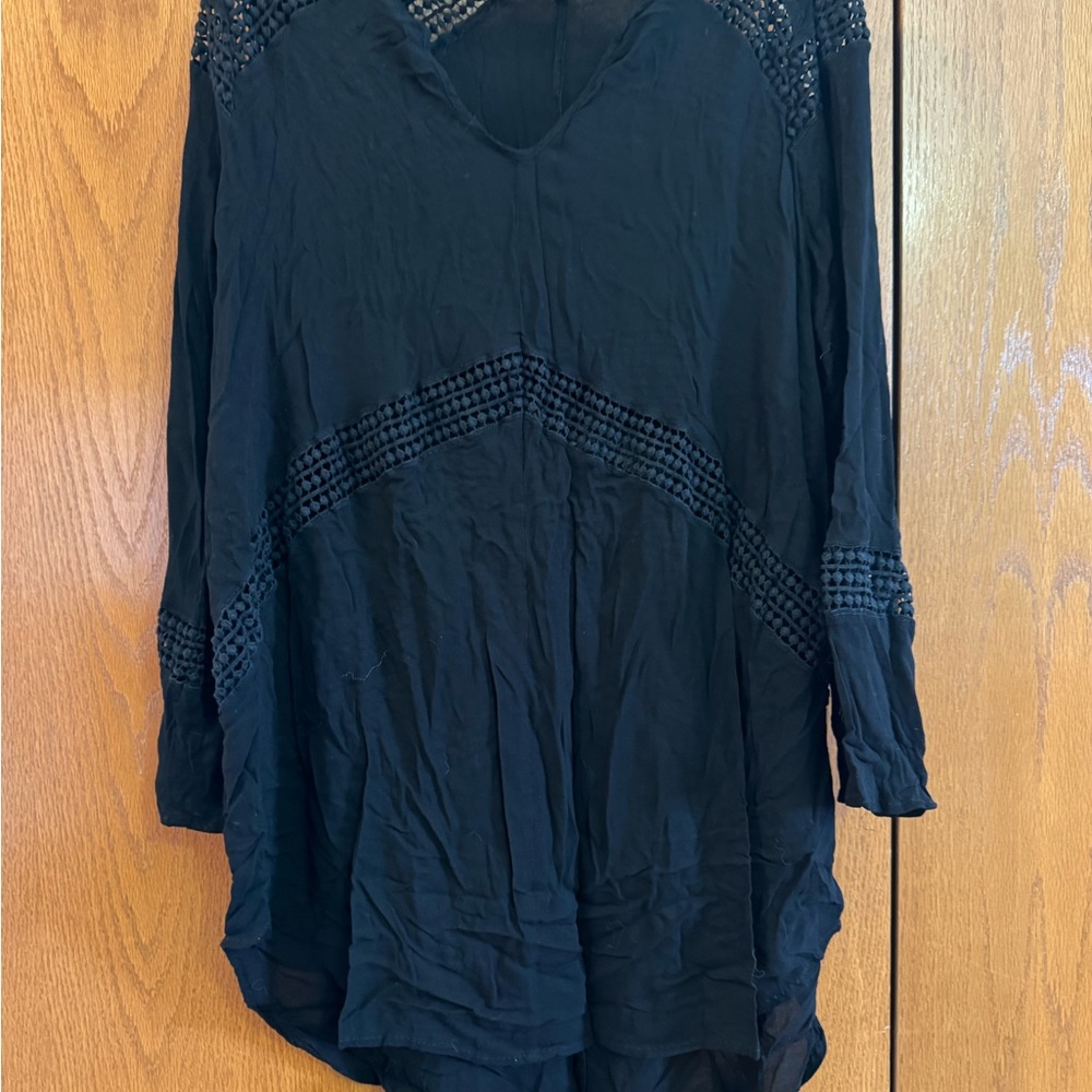 Torrid Black Crochet Accent Swim Coverup